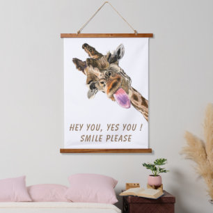 Girafe drôle tapisserie suspendue