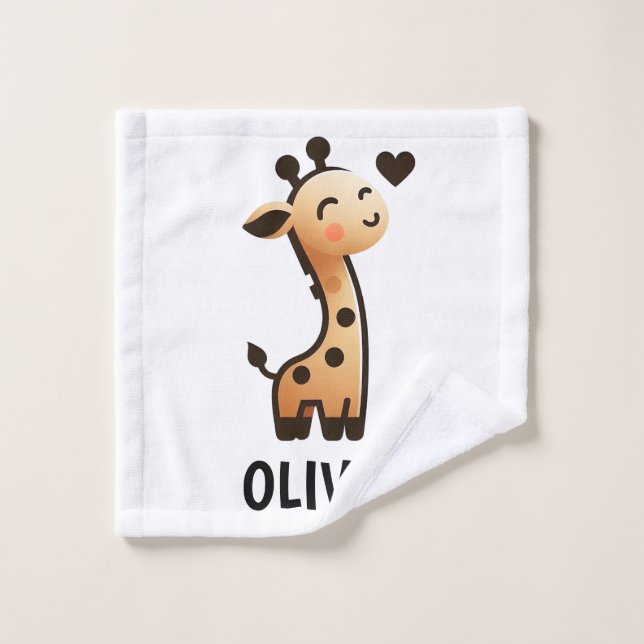 Girafe Élégante Personnalisée Mignonne (Gant de toilette)