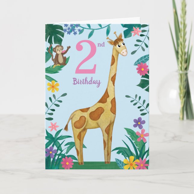 Girafe Et amis 2e carte d'anniversaire (Devant)