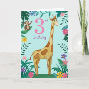 Girafe Et Amis 3e Carte Anniversaire