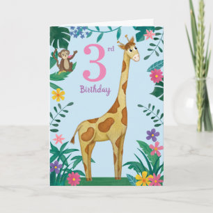 Girafe Et Amis 3e Carte Anniversaire