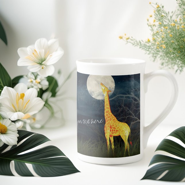 Girafe et lune couture Jumbo / Mug Chine os (Créateur téléchargé)