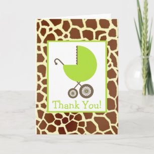 Girafe et Merci vert de baby shower de chariot