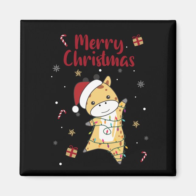 Girafe Girafe Animaux d'hiver Magnet (Devant)