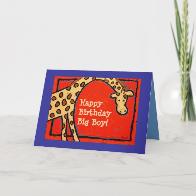 girafe, Joyeux anniversaireGros garçon ! carte (Devant)