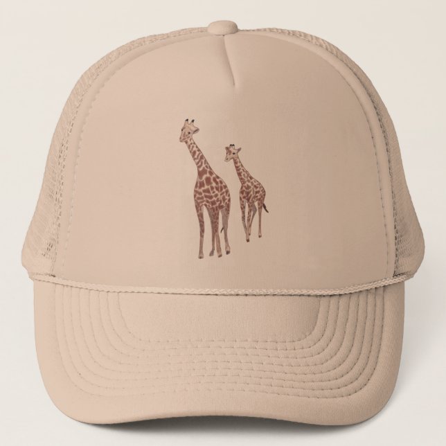 Girafe mère et enfant dessinant des Casquettes (Devant)