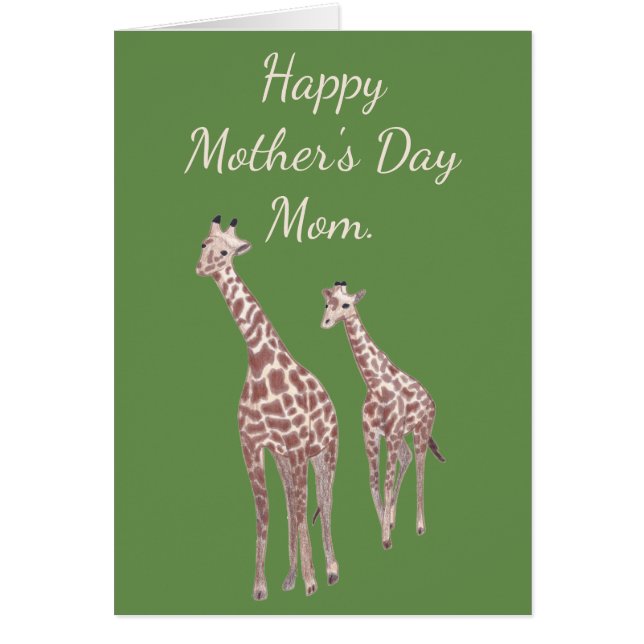 Girafe Mère et Enfant Joyeuses Cartes de Fête des  (Devant)