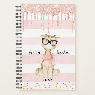 Girafe mignonne avec lunettes Math enseignant plan