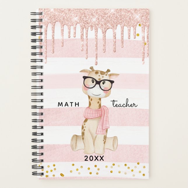 Girafe mignonne avec lunettes Math enseignant plan (Devant)