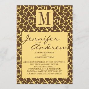 Girafe Motif Faire-part de mariage avec monogramme