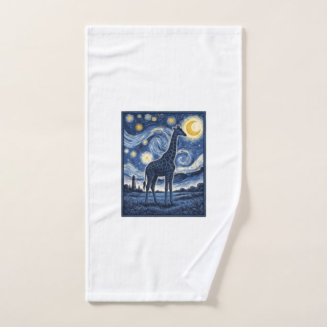 Girafe Nuit Étoilée Vintage (Serviette à main)