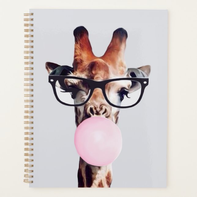 Girafe portant des lunettes soufflant du bubble gu (Devant)
