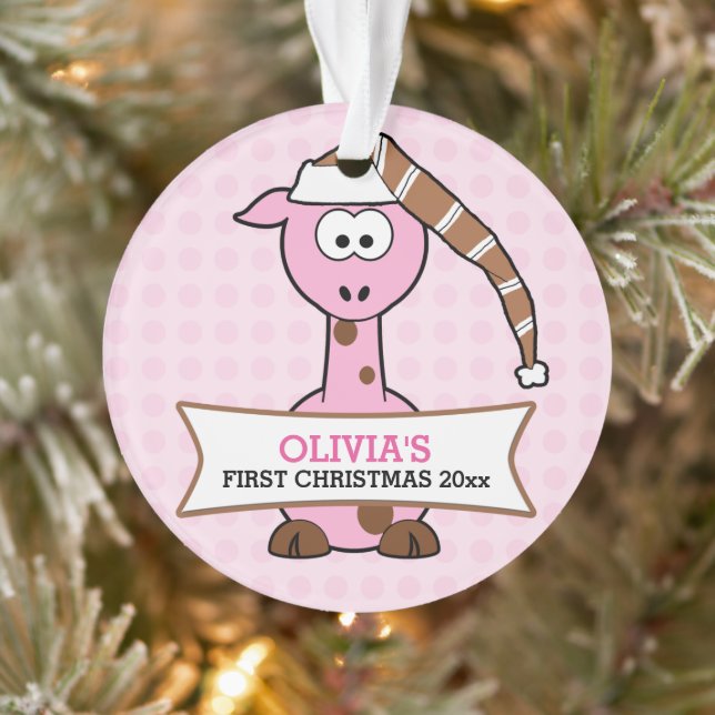 Girafe Rose 1er Noël de Bébé (Arbre)