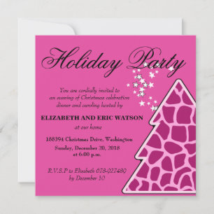 Girafe rose Arbre de Noël Invitation