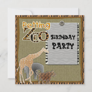 girafe Safari Zoo Anniversaire Fête Invitation
