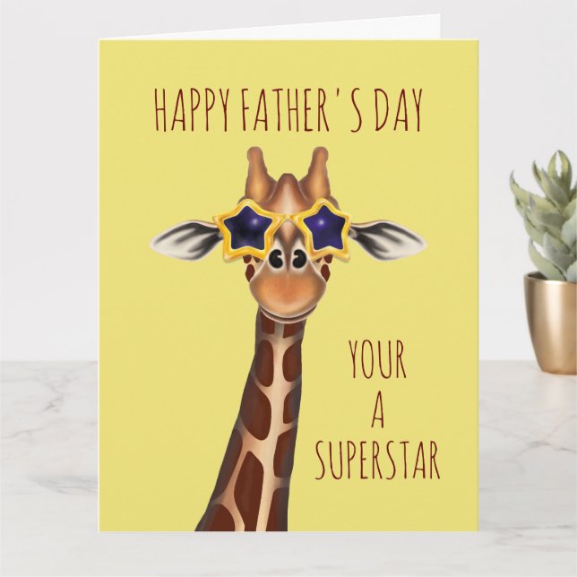 Girafe Superstar, Carte de la Fête des Pères Cool (Petite plante)
