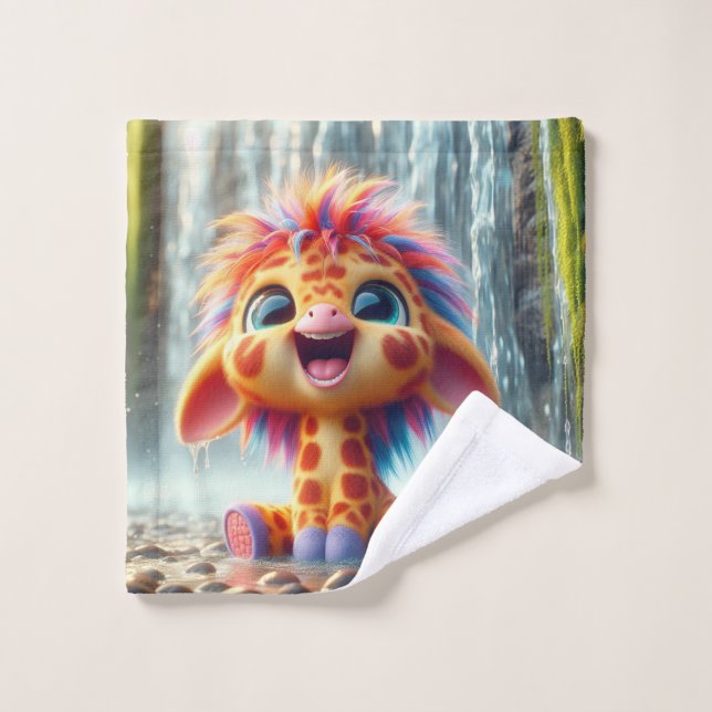 Girafe sur la cascade (Gant de toilette)