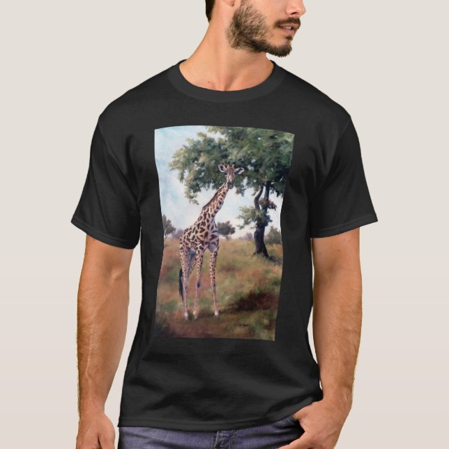 Girafe TENANT le T-shirt des hommes GRANDS (Devant)