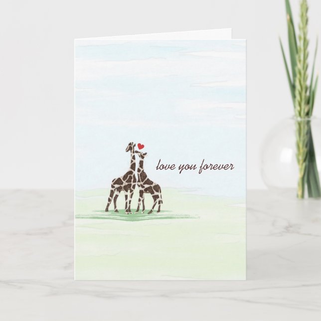 Girafes dans la carte de Valentine d'amour (Devant)