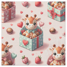 Girafes de la Saint-Valentin dans un tissu à motif