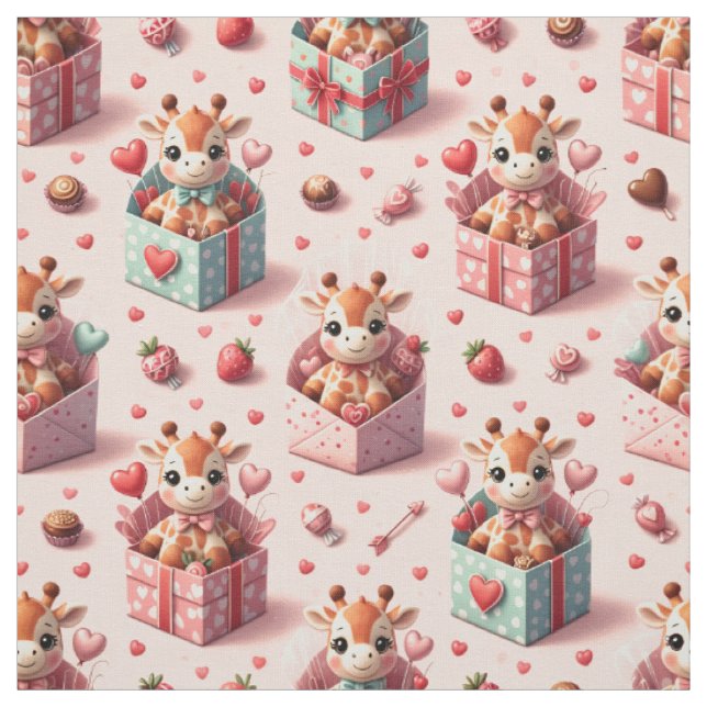 Girafes de la Saint-Valentin dans un tissu à motif (Échantillon)