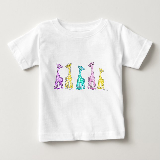 Girafes en pastel de bébé dans un T-shirt de bébé (Devant)