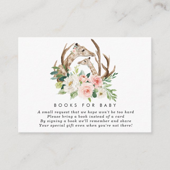 girafes livres floraux pour carte de demande de ré (Devant)