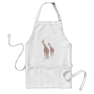 Girafes mère et enfant dessinant des tabliers pers