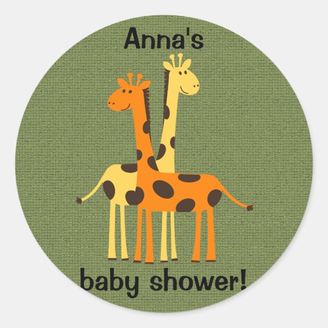 Girafes orange et jaune sur un autocollant vert (Devant)