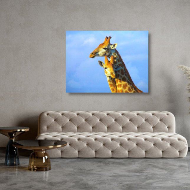 Girafes sous ciel bleu toile encadrée (Créateur téléchargé)