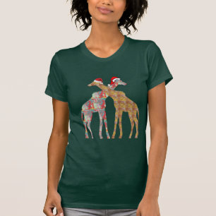 giraff paire santa chapeau Noël t-shirts vie sauva