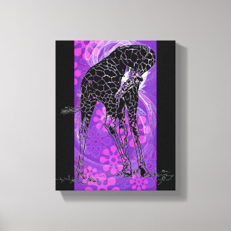 Giraffe à fleurs violettes III ~ Toile enveloppée