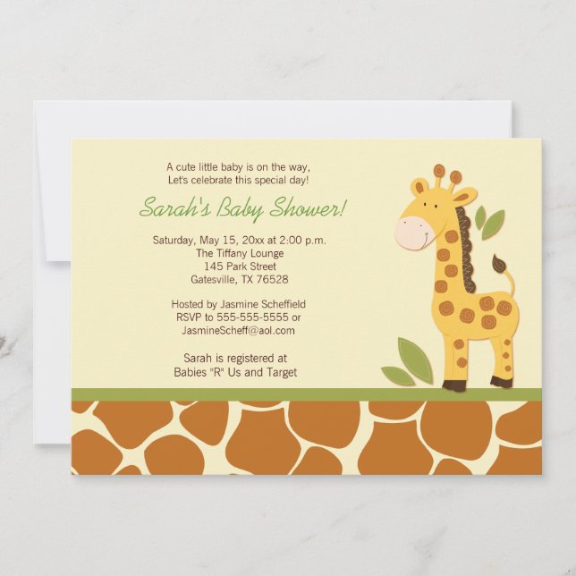 Giraffe Adventure 5x7 Baby shower Invitation (Devant)