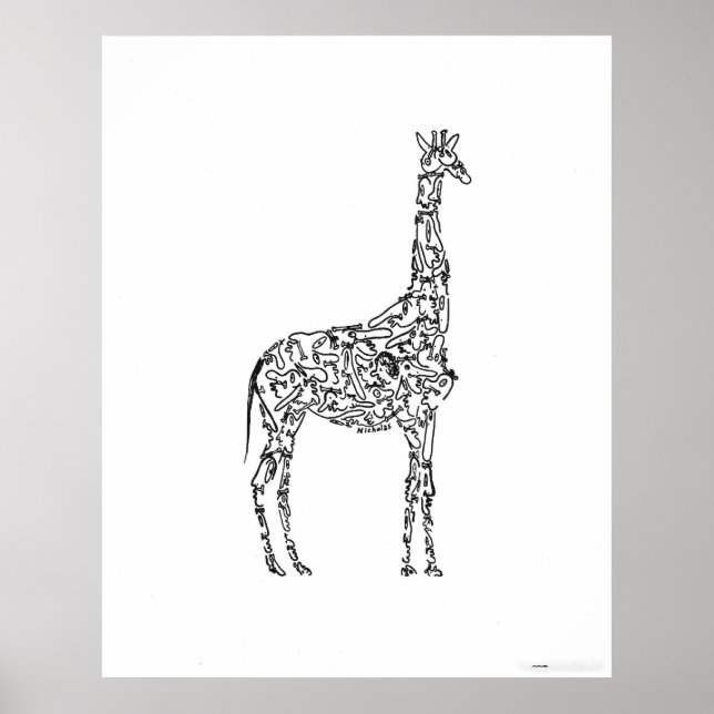 GIRAFFE - AFFICHE ANIMALE AMUSANTE (Devant)