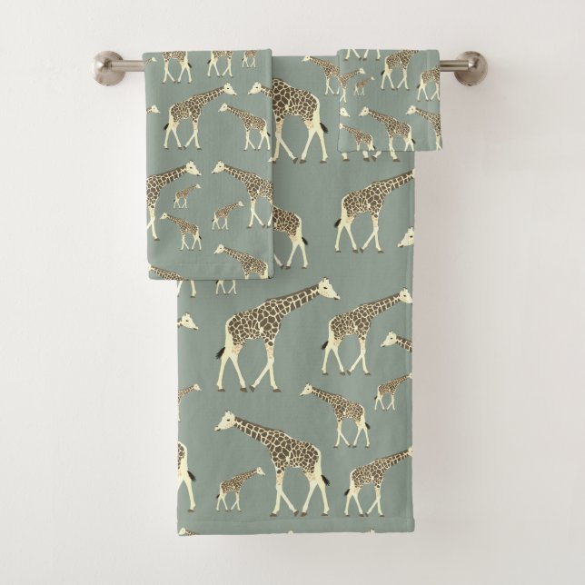 Giraffe Animal exotique Motif Sage Green (En situation)