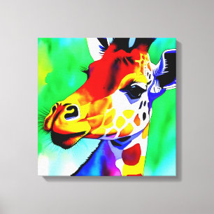 Giraffe arc-en-ciel toile étirée