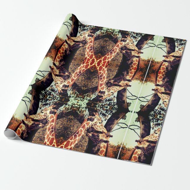 Giraffe Art Moderne Papier cadeau enveloppant (Déroulé)