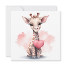 Giraffe avec carte de la Saint-Valentin au coeur
