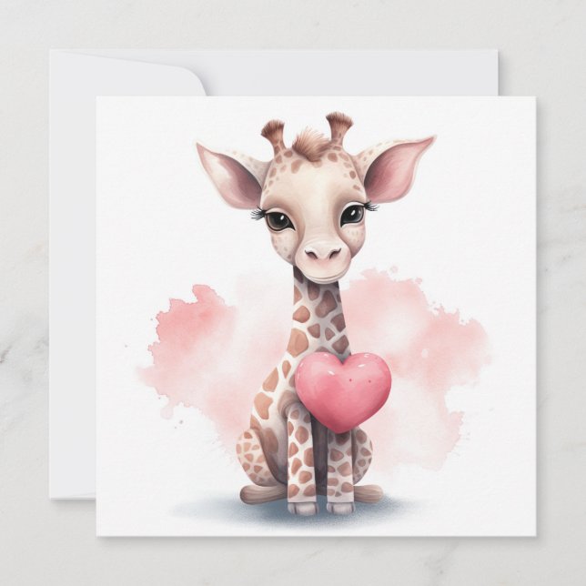 Giraffe avec carte de la Saint-Valentin au coeur (Devant)