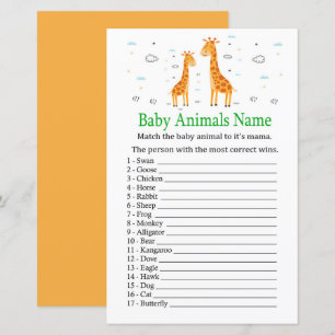 Giraffe Baby Animaux Nom Jeu