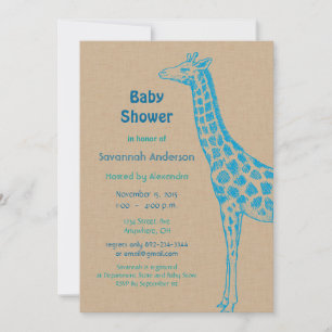 Giraffe Baby Boy Shower Invitations