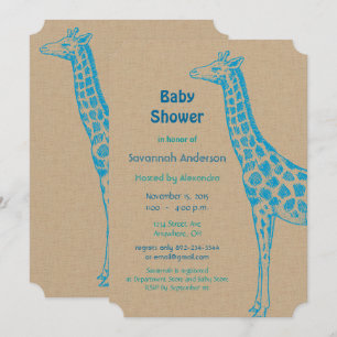 Giraffe Baby Boy Shower Invitations