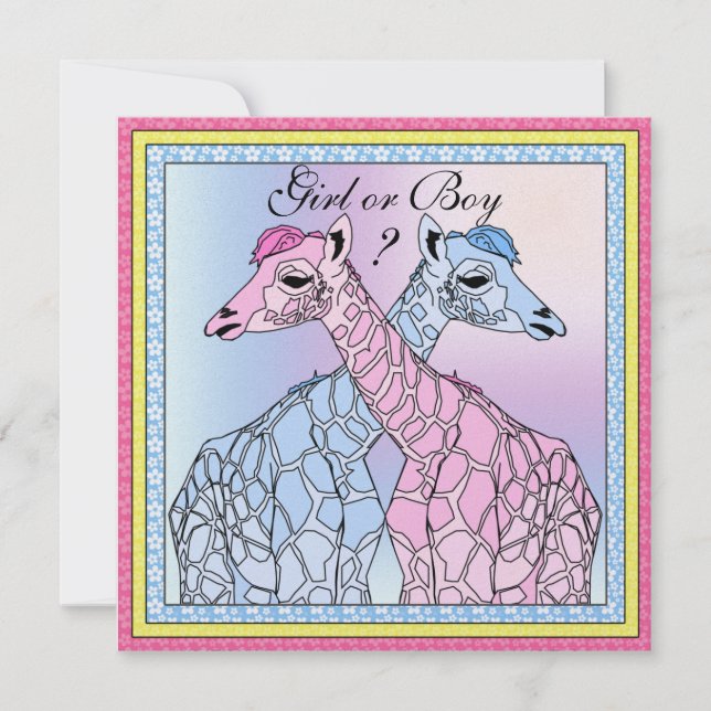 Giraffe Baby Genre Reveal Party Invitation (Devant)