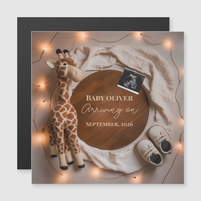  giraffe baby reveal pregnancy announcement card (Devant / Derrière)