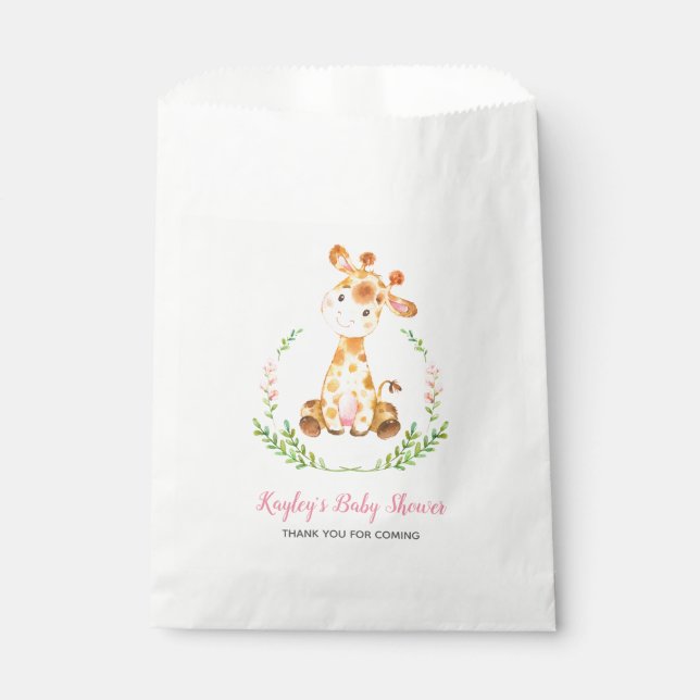 Giraffe Baby shower Favoriser Sacs Filles Personna (Devant)
