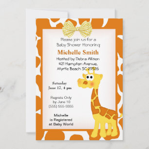 Giraffe Baby Shower Invitations