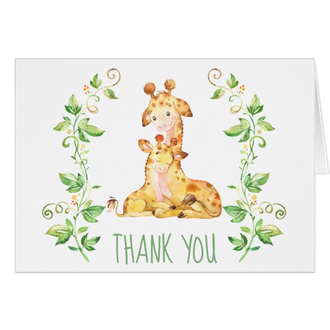 Giraffe Baby shower Party Merci Carte de note (Devant Horizontal)