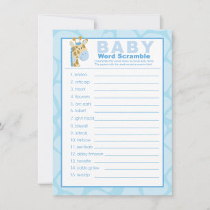 Giraffe Bleue Baby shower Mot Scramble Jeu