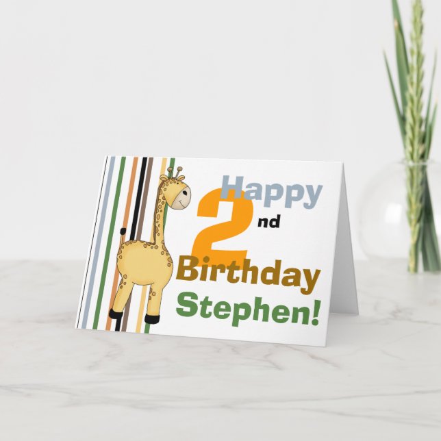 Giraffe :: Bonne 2e carte d'anniversaire (Devant)