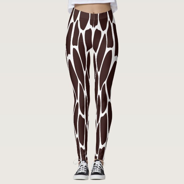 Giraffe Brown et blanche Imprimer Leggings Motifs (Devant)